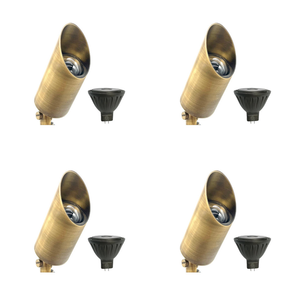 Outdoor Landscape Lighting LED 12V Low Voltage SPBP05 Stelvio Antique Brass Spotlight 4x/8x/12x MR16 5W 2700K Package Low Voltage Outdoor Lighting 4 Pack