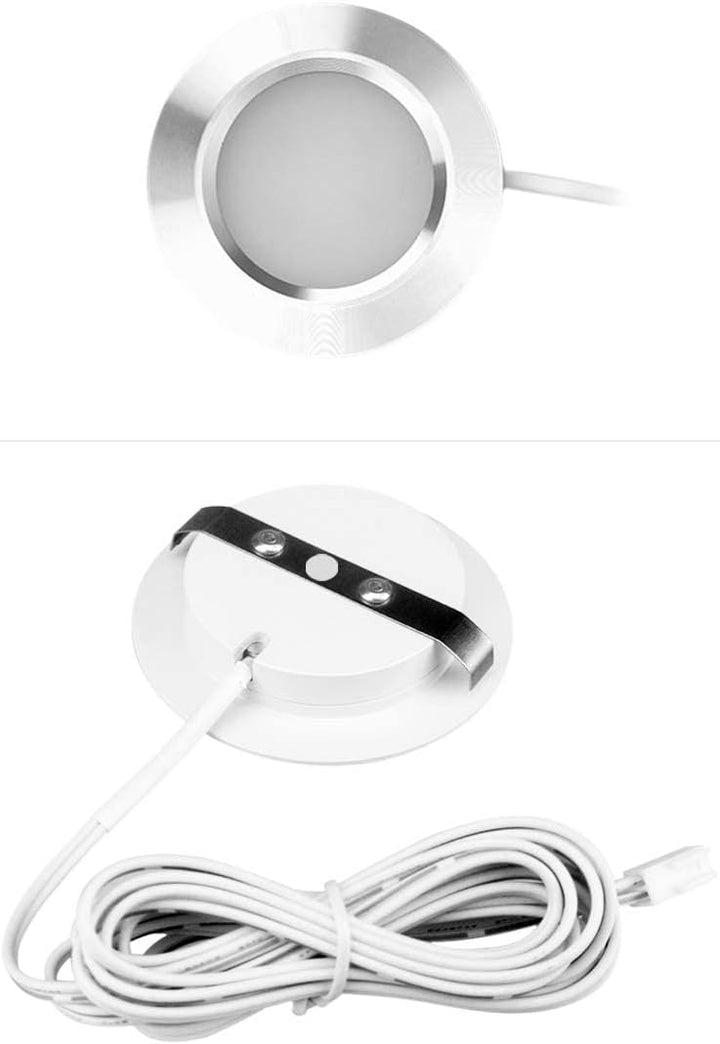 Outdoor Landscape Lighting LED 12V Low Voltage CBA02 2-Pack 12V 3W Round LED Dimmable Aluminum Recessed Cabinet Light Fixture