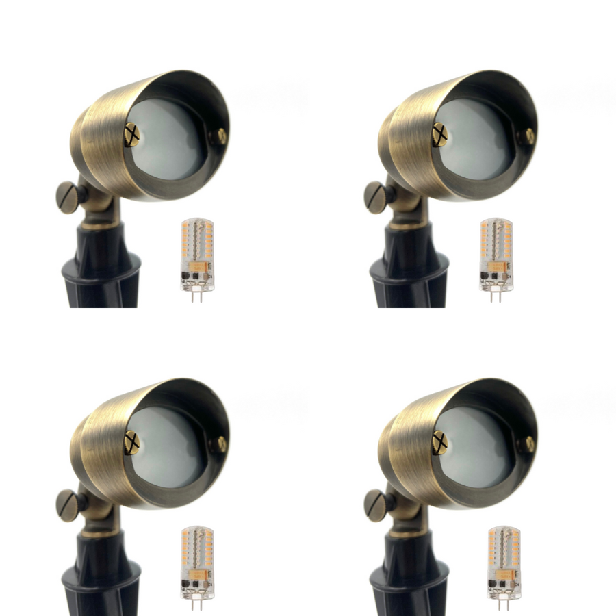 Outdoor Landscape Lighting LED 12V Low Voltage FLBP04 Tulay Antique Brass Oval Floodlight 4x/8x/12x G4 2W Dimmable 2700K Package Low Voltage Landscape Lighting 4 Pack