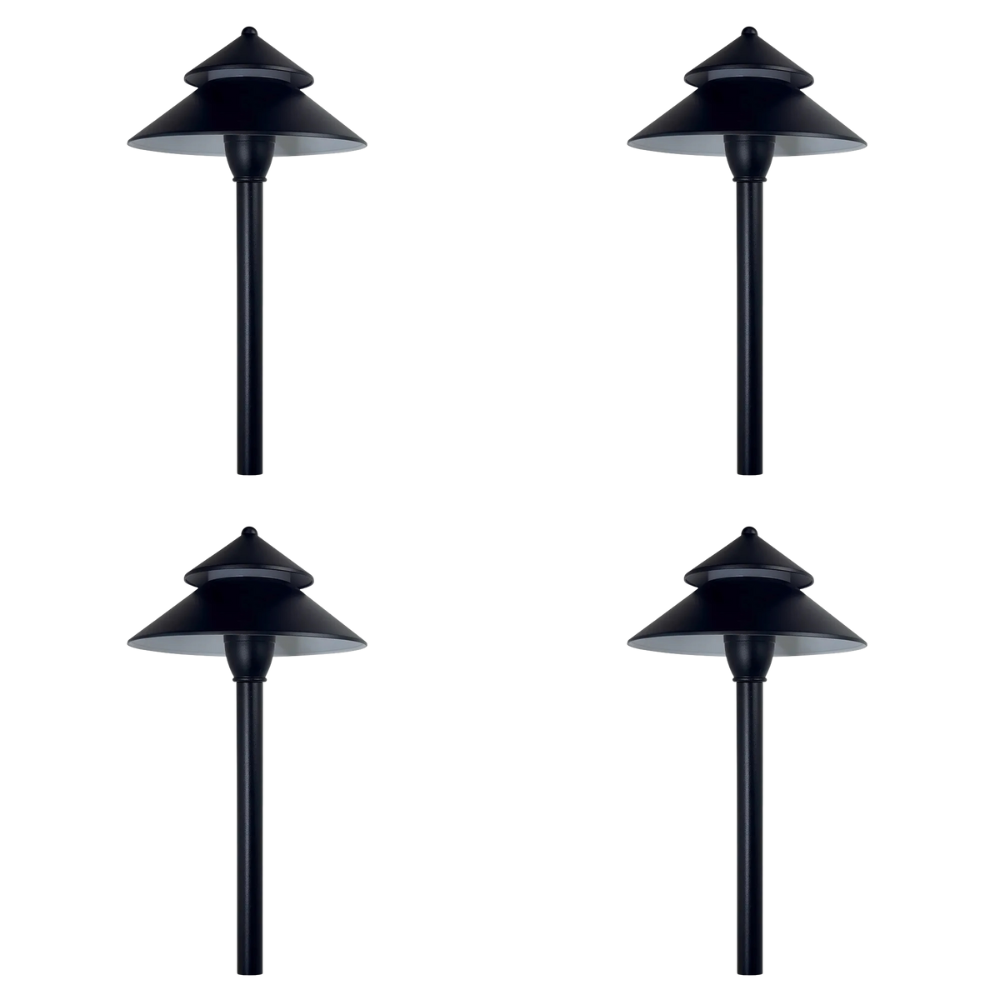 Outdoor Landscape Lighting LED 12V Low Voltage CDPA77 4x/8x/12x Package 3W 12V AC/DC Low Voltage Umbrella Hat 5CCT Integrated LED Aluminum Path Light 4 Pack