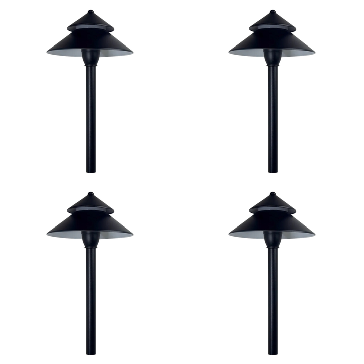 Outdoor Landscape Lighting LED 12V Low Voltage CDPA77 4x/8x/12x Package 3W 12V AC/DC Low Voltage Umbrella Hat 5CCT Integrated LED Aluminum Path Light 4 Pack