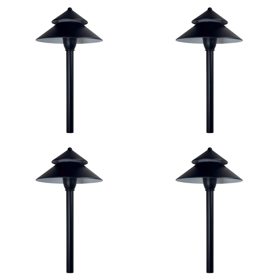 Outdoor Landscape Lighting LED 12V Low Voltage CDPA77 4x/8x/12x Package 3W 12V AC/DC Low Voltage Umbrella Hat 5CCT Integrated LED Aluminum Path Light 4 Pack