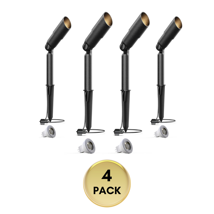 Outdoor Landscape Lighting LED 12V Low Voltage SPAA02 Tall Aluminum Adjustable Shroud Spotlight LED MR11 3W 3000K 12V Low Voltage Outdoor Lighting Package of 4