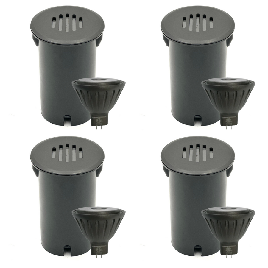 Outdoor Landscape Lighting LED 12V Low Voltage UNBP02 Stelvio Black Cast Brass In-Ground Well Light 4x/8x/12x MR16 4W Dimmable 2700K Low Voltage Landscape Lighting 4 Pack