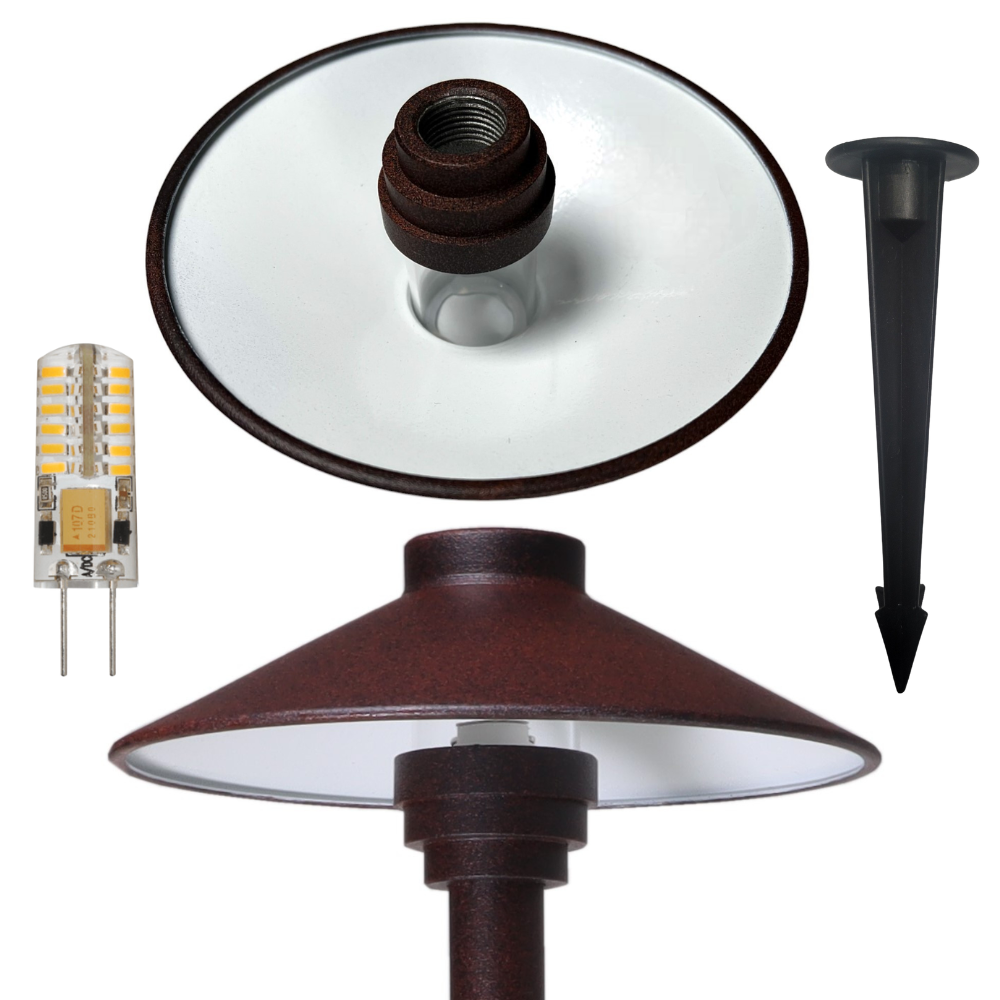 Outdoor Landscape Lighting LED 12V Low Voltage KL309 12V G4 LED AC/DC Aluminum Low Voltage Landscape Lighting Large Hat Path Light Brown 3W 2700K Warm White