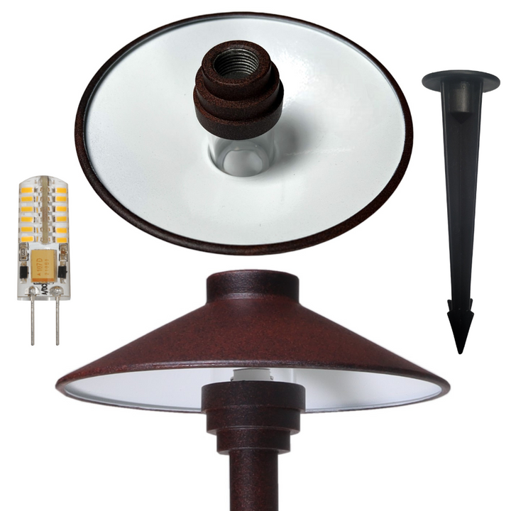 Outdoor Landscape Lighting LED 12V Low Voltage KL309 12V G4 LED AC/DC Aluminum Low Voltage Landscape Lighting Large Hat Path Light Brown 3W 2700K Warm White