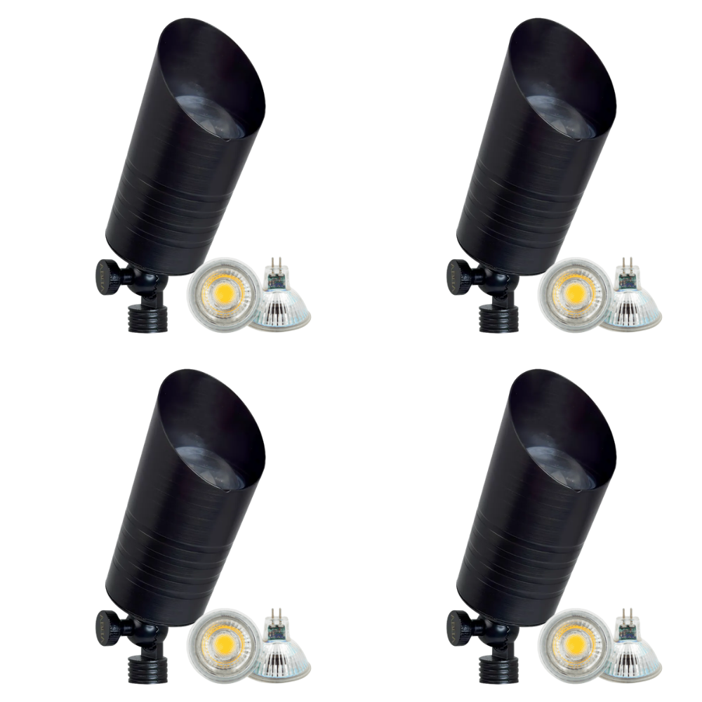 Outdoor Landscape Lighting LED 12V Low Voltage SPB09 4x/8x/12x Package 12V Low Voltage LED Outdoor Landscape Brass Spotlight with MR16 5W 3000K Bulb Black Brass 4 Pack