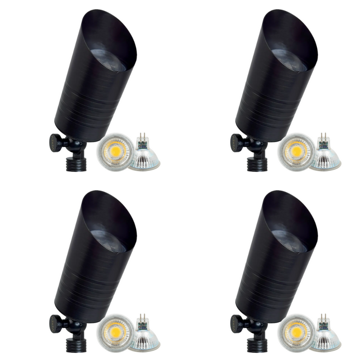 Outdoor Landscape Lighting LED 12V Low Voltage SPB09 4x/8x/12x Package 12V Low Voltage LED Outdoor Landscape Brass Spotlight with MR16 5W 3000K Bulb Black Brass 4 Pack