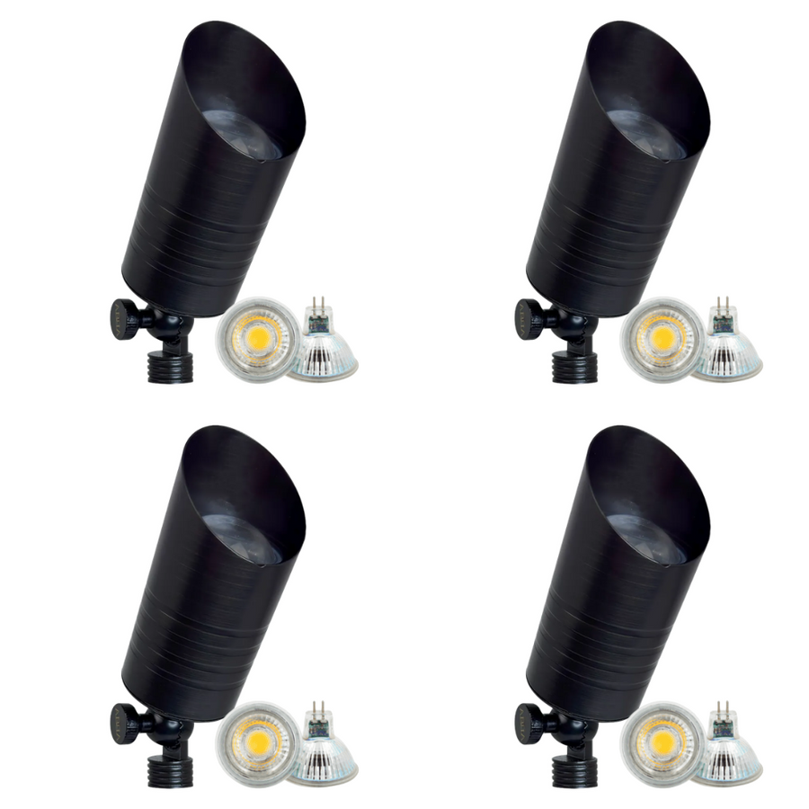 Outdoor Landscape Lighting LED 12V Low Voltage SPB09 4x/8x/12x Package 12V Low Voltage LED Outdoor Landscape Brass Spotlight with MR16 5W 3000K Bulb Black Brass 4 Pack