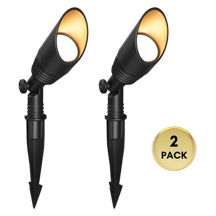 Outdoor Landscape Lighting LED 12V Low Voltage SPAA01 Integrated Mini Aluminum Spotlight Low Voltage Outdoor Lighting Package of 2 and 6 2 Pack Black