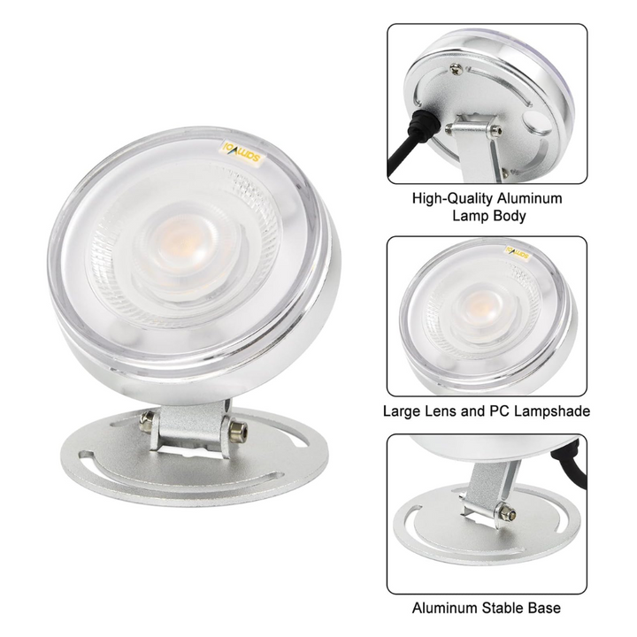 Outdoor Landscape Lighting LED 12V Low Voltage ULBA04 Aluminum Underwater Landscape 12-24V AC/DC 6W/12W/24W 3000K Warm White Integrated LED Adjustable Fountain Light Pond Lighting IP68