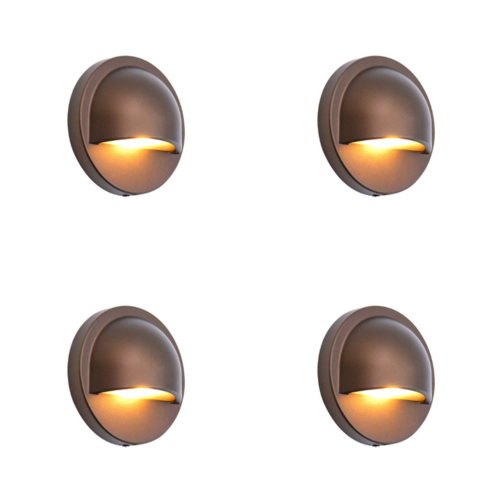 Outdoor Landscape Lighting LED 12V Low Voltage IDL02 4x/8x/12x Package Aluminum Round Surface Mount 2700K Warm White Integrated LED Deck Light Low Voltage Landscape Lighting 4 Pack
