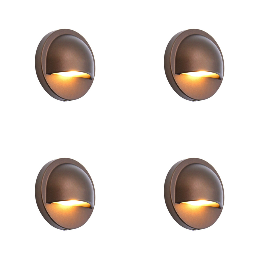 Outdoor Landscape Lighting LED 12V Low Voltage IDL02 4x/8x/12x Package Aluminum Round Surface Mount 2700K Warm White Integrated LED Deck Light Low Voltage Landscape Lighting 4 Pack