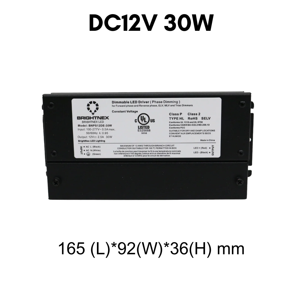 Outdoor Landscape Lighting LED 12V Low Voltage TSDC01 12V/24V DC Low Voltage Dimmable Transformers UL Listed LED Driver Outdoor Rated 12V DC 30W No Pigtail Plug