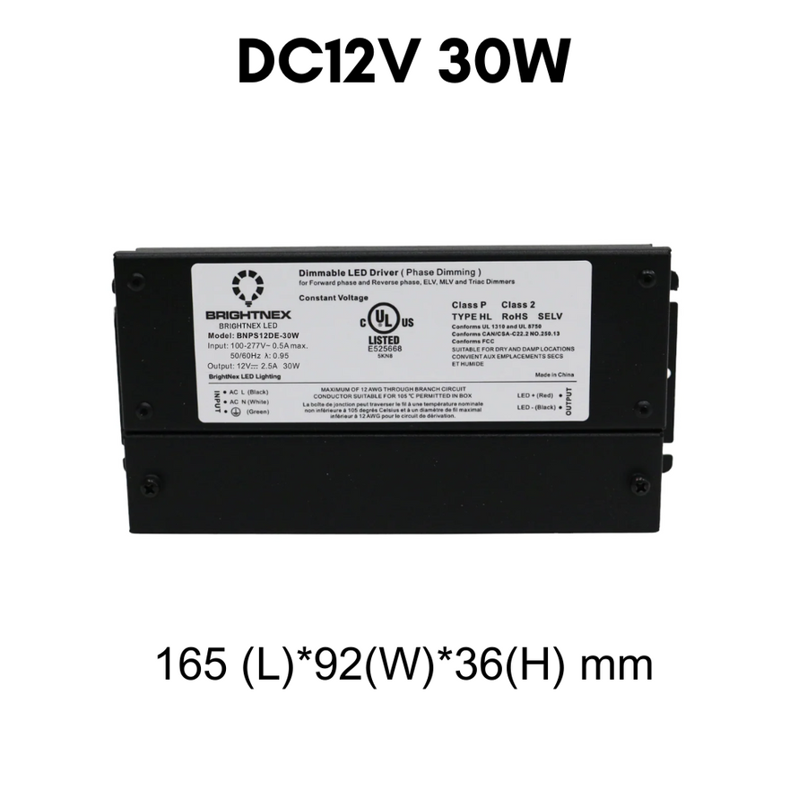 Outdoor Landscape Lighting LED 12V Low Voltage TSDC01 12V/24V DC Low Voltage Dimmable Transformers UL Listed LED Driver Outdoor Rated 12V DC 30W No Pigtail Plug