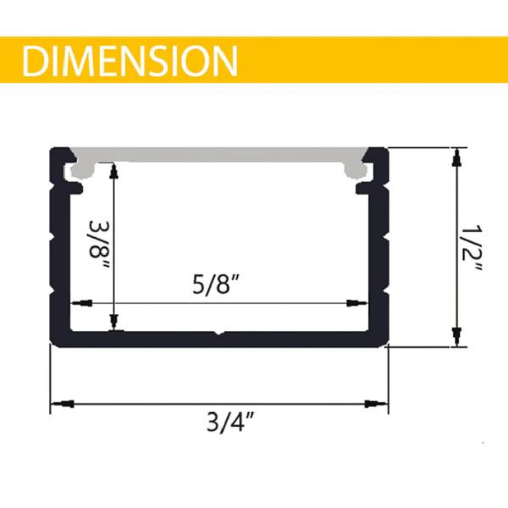 Outdoor Landscape Lighting LED 12V Low Voltage BN269 Rectangular 8 ft Aluminum Channel 0.70" x 0.50" 10 Pack LED Strip Light Cover End Caps