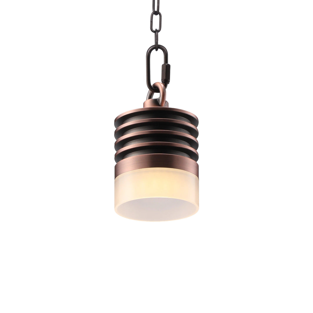 Outdoor Landscape Lighting LED 12V Low Voltage HLA03 Calvo Low Voltage Red Bronze Cylinder Pendant 4.5W 2700K Integrated LED Aluminum Light Hanging Patio Light 1 Pack