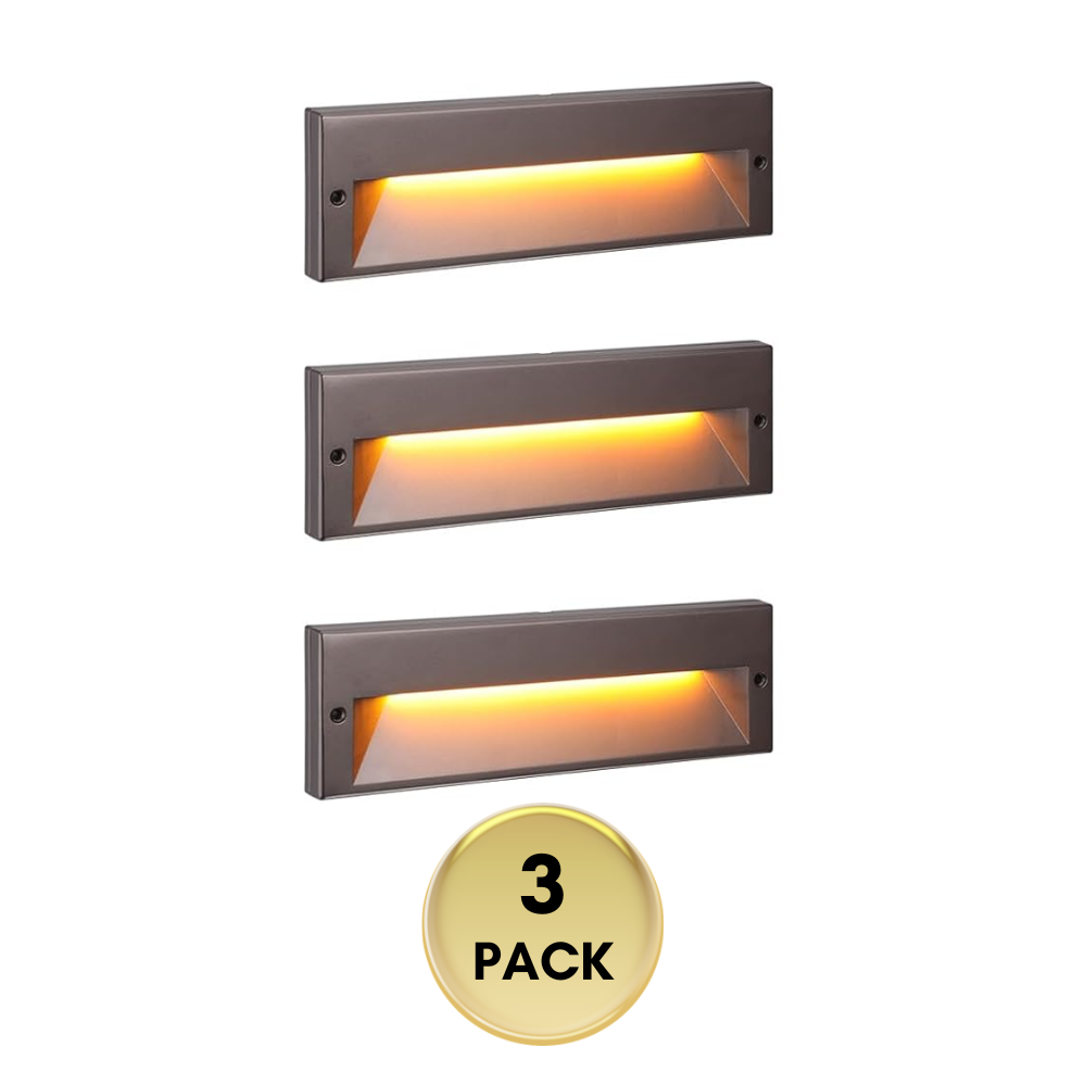 Outdoor Landscape Lighting LED 12V Low Voltage STLA10 Package 6W Low Voltage 10.6" LED Outdoor Step Lights, 12V-24V 5CCT 1800K/2700K/3000K/4000K/5000K Integrated LED Aluminum Deck Lights Landscape Lights 3 Pack