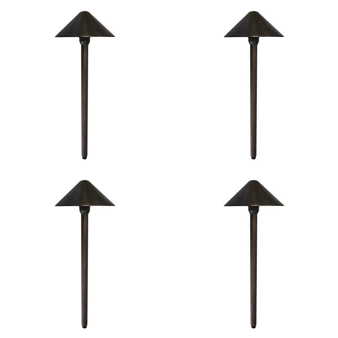 Outdoor Landscape Lighting LED 12V Low Voltage PL81B with G4 3W 2700K 4x/8x/12x Package Solid Brass Mushroom Hat Path Light - Light Bronze Finish Low Voltage Landscape Lighting 4 Pack