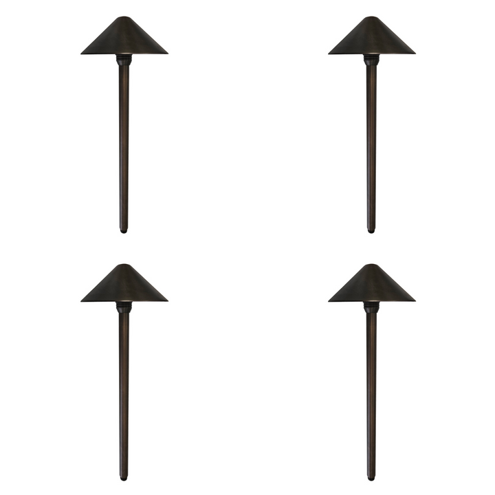 Outdoor Landscape Lighting LED 12V Low Voltage PL81B with G4 3W 2700K 4x/8x/12x Package Solid Brass Mushroom Hat Path Light - Light Bronze Finish Low Voltage Landscape Lighting 4 Pack