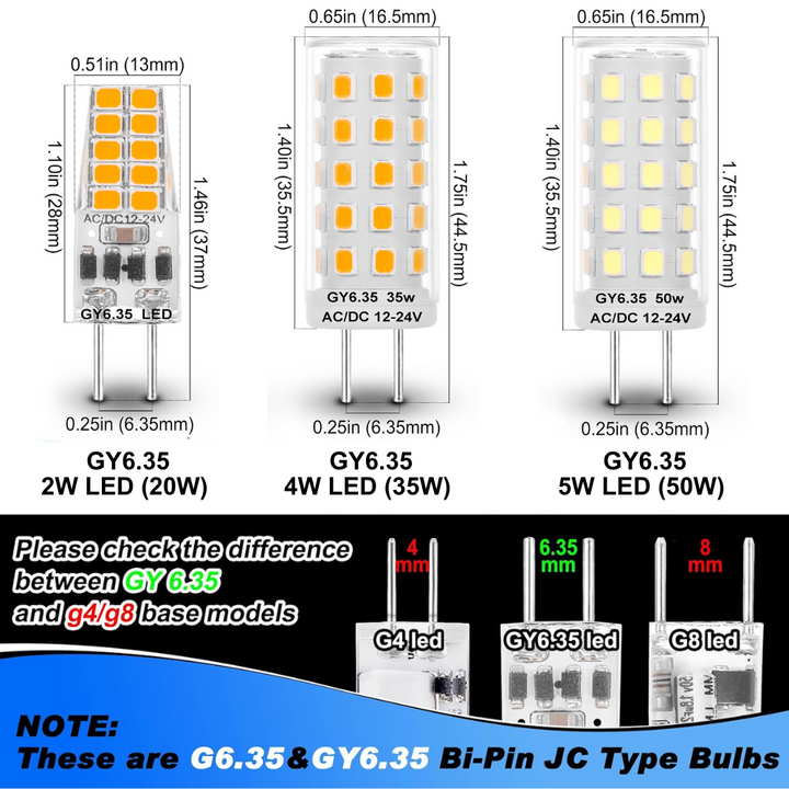Outdoor Landscape Lighting LED 12V Low Voltage GY6.35 2700K 12V LED Bi-Pin JC Type Light Bulb Package | Landscape Lighting Accessory