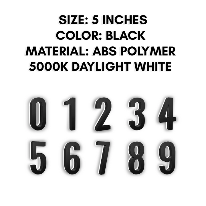 Outdoor Landscape Lighting LED 12V Low Voltage LED Backlit House Number Light 5" and 7" 5000K Daylight White DC9V Low Voltage LED Modern ABS Polymer Home Address Sign Light