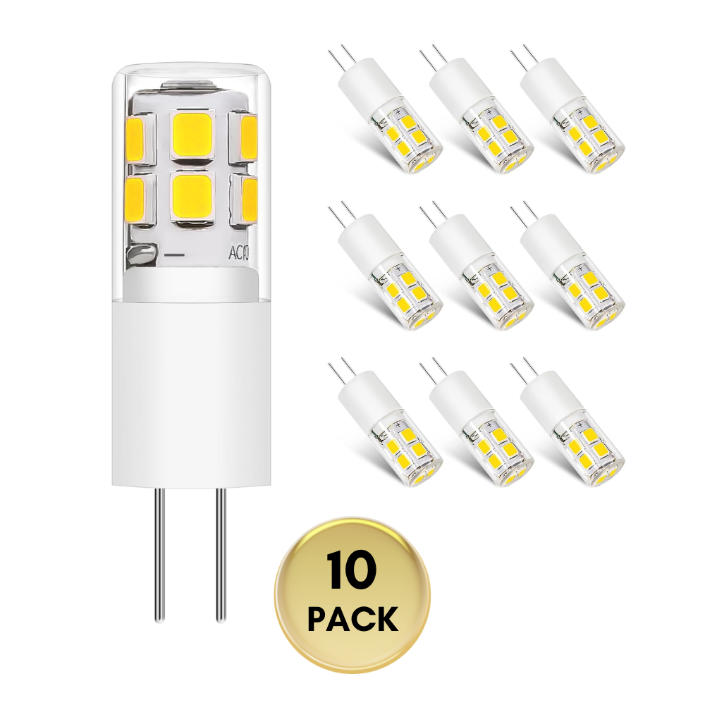 Outdoor Landscape Lighting LED 12V Low Voltage 10 Pack 120V Line Voltage G4 1.3W Bi Pin 3000K/6000K LED Ceramic Capsule Bulb Energy Efficient Light 6000K Cool White