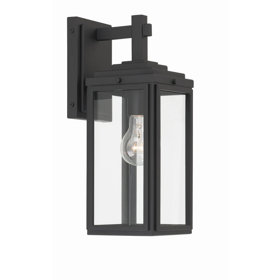 Outdoor Landscape Lighting LED 12V Low Voltage Byron 1 Light Outdoor Sconce 5.25"x14" Stainless Steel and Clear Glass Matte Black Finish 120V 1 E26 Medium Base LED Bulb Socket for Patio, Garden, Exterior Walls