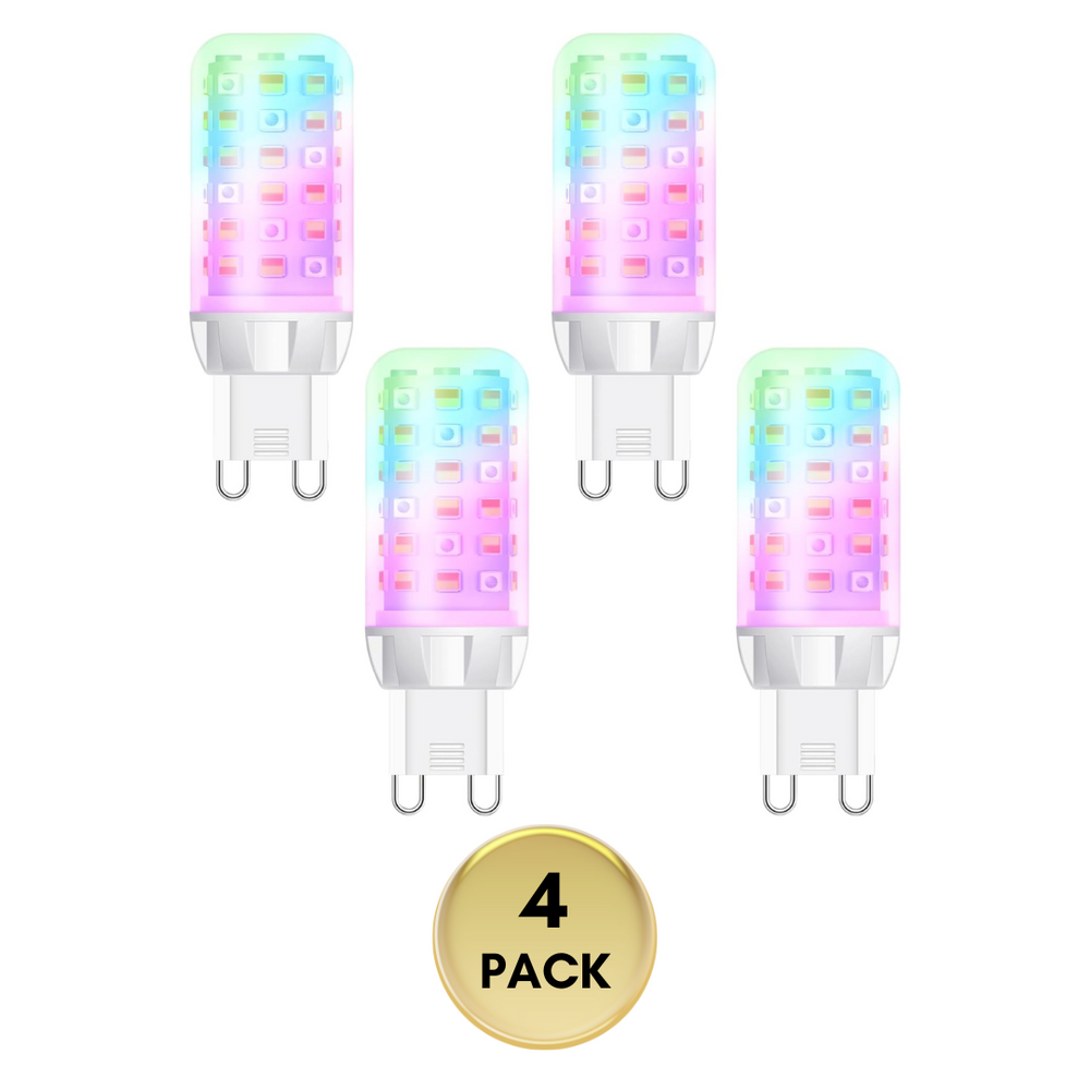 Outdoor Landscape Lighting LED 12V Low Voltage RGBCW G9 3W Smart WI-FI and Voice Control 120V Line Voltage LED Light Bulb 2 and 4 Pack, Energy Saving RGBCW Color Changing 2700K-6500K 120V Outdoor LED Bulb Compatible with Alexa and Google Assistant 4 Pack
