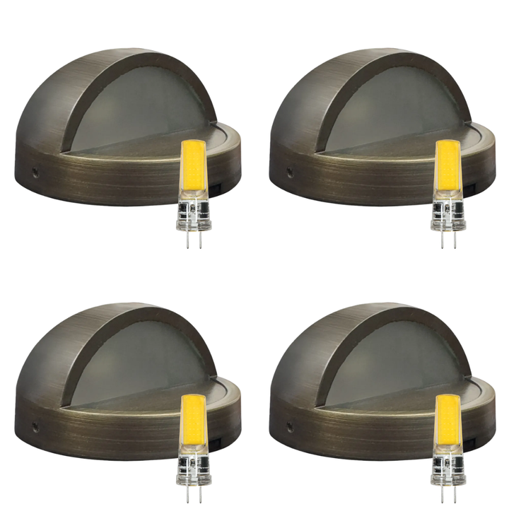 Outdoor Landscape Lighting LED 12V Low Voltage STB09 4x/8x/12x Package LED Brass 3.42" Round Deck Light Surface Mount 12V Low Voltage Landscape Lighting 3W 3000K Bulb 4 Pack Natural Brass
