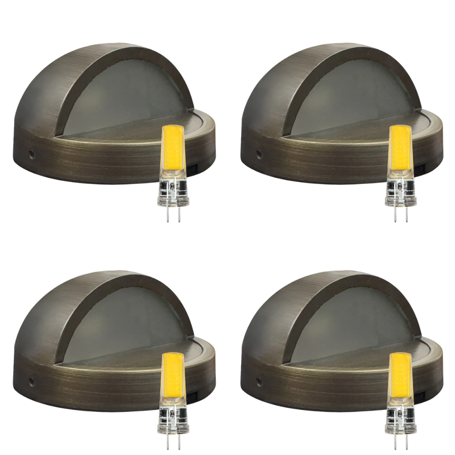 Outdoor Landscape Lighting LED 12V Low Voltage STB09 4x/8x/12x Package LED Brass 3.42" Round Deck Light Surface Mount 12V Low Voltage Landscape Lighting 3W 3000K Bulb 4 Pack Natural Brass