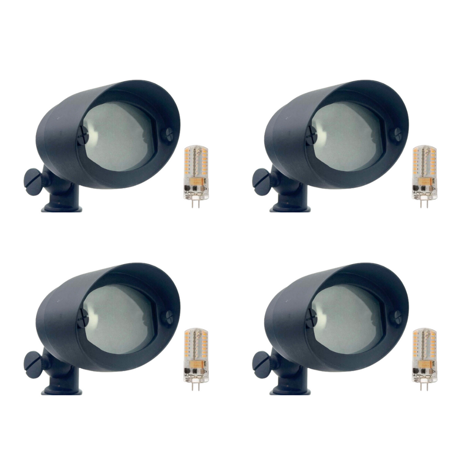 Outdoor Landscape Lighting LED 12V Low Voltage FLBP03 Tulay Black Oval Floodlight 4x/8x/12x G4 2W Dimmable 2700K Package Low Voltage Outdoor Lighting 4 Pack