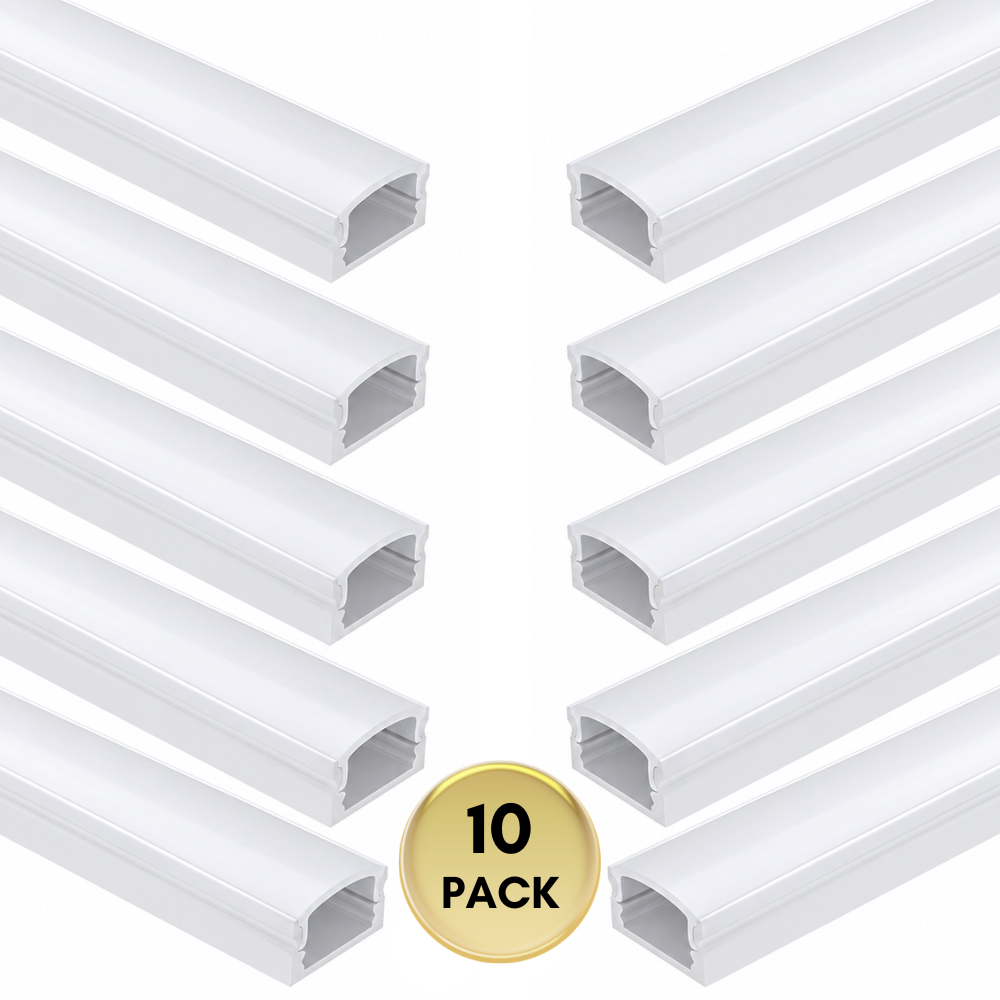 AP46M 8 ft Aluminum Channel Surface Mount 0.59″(W)  x 0.31″(H) for LED Strip Lights | 10 Pack