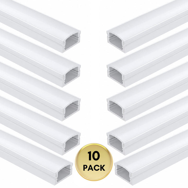 AP46M 8 ft Aluminum Channel Surface Mount 0.59″(W)  x 0.31″(H) for LED Strip Lights | 10 Pack