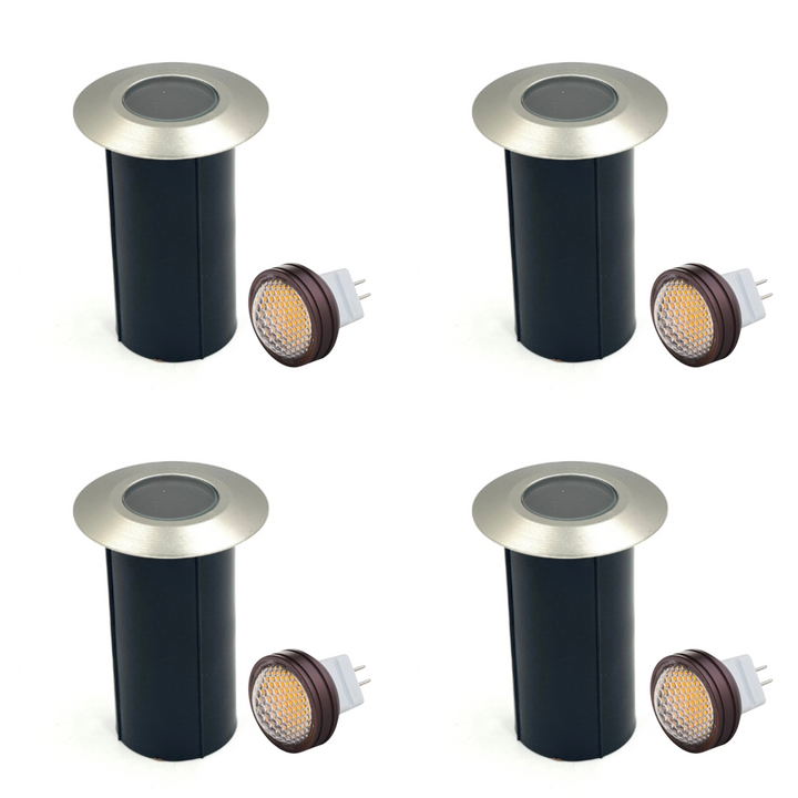 Outdoor Landscape Lighting LED 12V Low Voltage UNBP07 Mortirolo Brass / Stainless Steel In-Ground Well Light 4x/8x/12x MR8 2.5W Dimmable 2700K Package Low Voltage Outdoor Lighting Stainless Steel 4 Pack