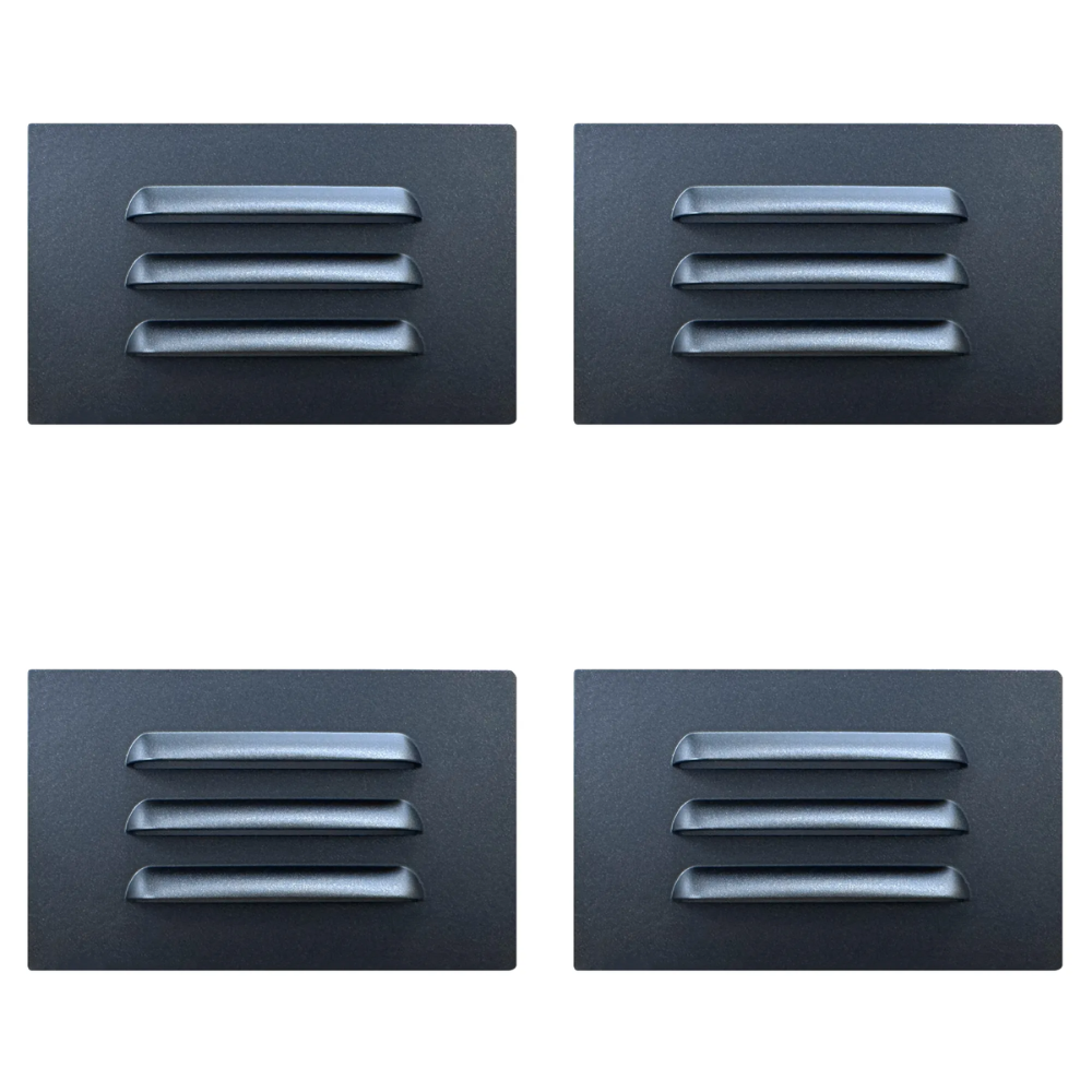 Outdoor Landscape Lighting LED 12V Low Voltage STA11 4x/8x/12x Package 3.5W 12V Low Voltage 3000K Warm White Integrated Rectangular Waterproof Horizontal LED Aluminum Step Light Wall Lighting Fixture Black 4 Pack