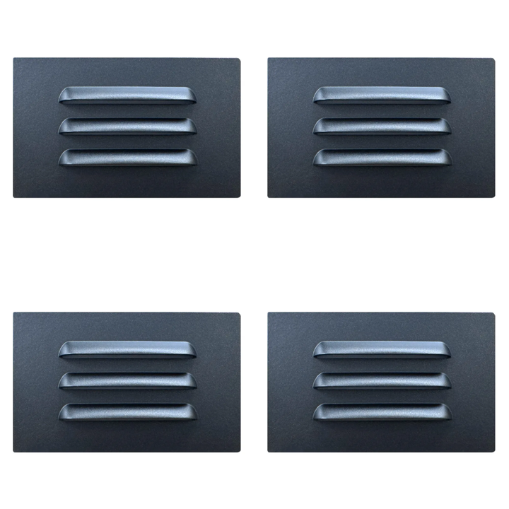 Outdoor Landscape Lighting LED 12V Low Voltage STA11 4x/8x/12x Package 3.5W 12V Low Voltage 3000K Warm White Integrated Rectangular Waterproof Horizontal LED Aluminum Step Light Wall Lighting Fixture Black 4 Pack
