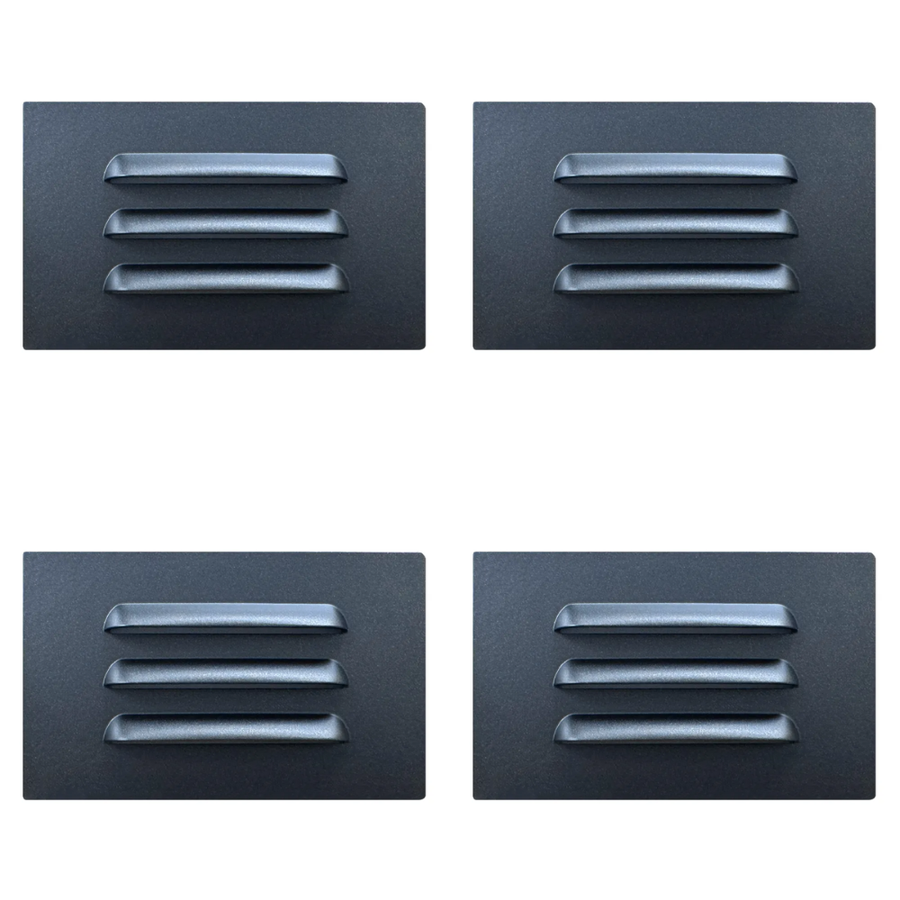 Outdoor Landscape Lighting LED 12V Low Voltage STA11 4x/8x/12x Package 3.5W 12V Low Voltage 3000K Warm White Integrated Rectangular Waterproof Horizontal LED Aluminum Step Light Wall Lighting Fixture Black 4 Pack