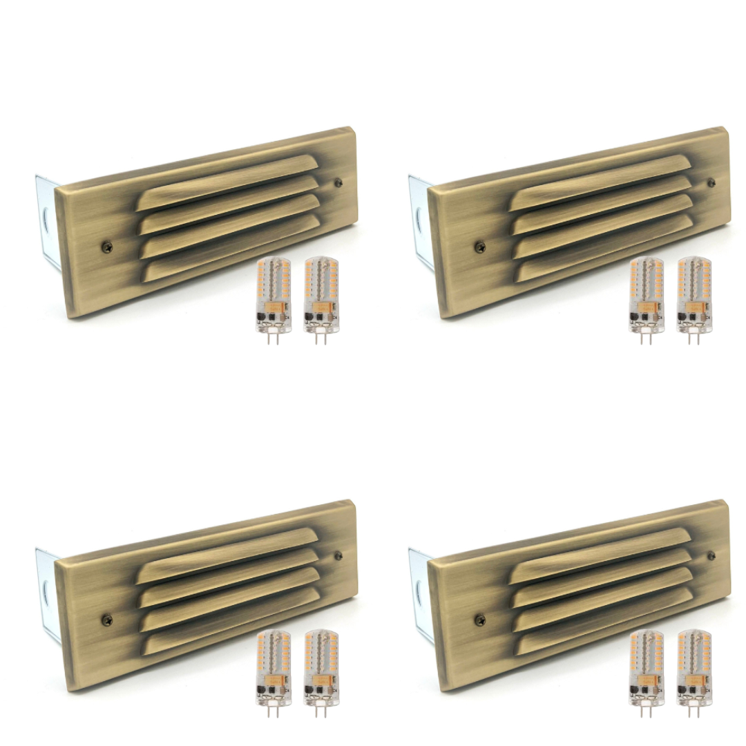 Outdoor Landscape Lighting LED 12V Low Voltage STBP04 Tulay Antique Brass Louvered Step Light 4x/8x/12x G4 4W Dimmable 2700K Package Low Voltage Landscape Lighting
