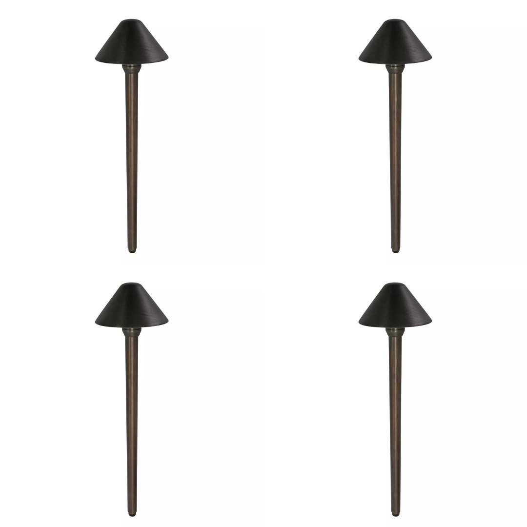 Outdoor Landscape Lighting LED 12V Low Voltage PL80B with G4 3W 2700K 4x/8x/12x Package Solid Brass Mushroom Hat Path Light - Light Bronze Finish Low Voltage Landscape Lighting 4 Pack