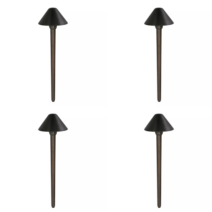 Outdoor Landscape Lighting LED 12V Low Voltage PL80B with G4 3W 2700K 4x/8x/12x Package Solid Brass Mushroom Hat Path Light - Light Bronze Finish Low Voltage Landscape Lighting 4 Pack