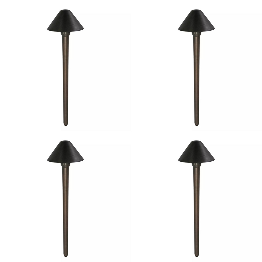 Outdoor Landscape Lighting LED 12V Low Voltage PL80B with G4 3W 2700K 4x/8x/12x Package Solid Brass Mushroom Hat Path Light - Light Bronze Finish Low Voltage Landscape Lighting 4 Pack