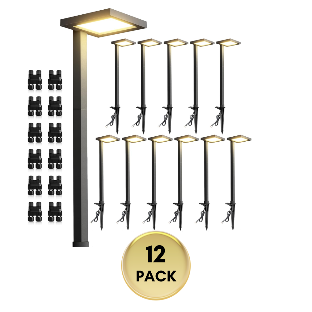 Outdoor Landscape Lighting LED 12V Low Voltage ALP03 8- and 12-Pack 5W Low Voltage 12V 3000K Integrated LED Cast Aluminum Anti-Glade Landscape Pathway Lights Package 12 Pack