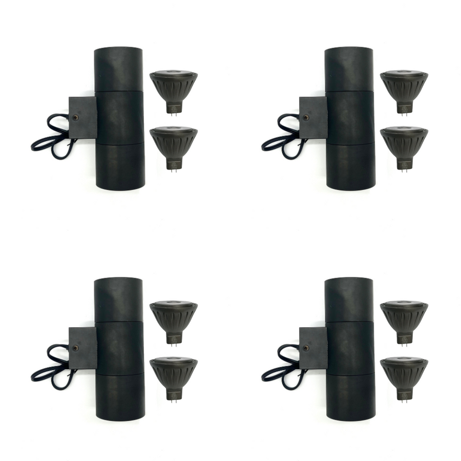 Outdoor Landscape Lighting LED 12V Low Voltage SCSP03 Stelvio Sconce Black Finish Up/Down Light 4x/8x/12x MR16 4W Dimmable 2700K Package Low Voltage Outdoor Lighting 4 Pack