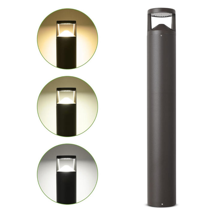 Outdoor Landscape Lighting LED 12V Low Voltage BPLA08 42" 24W 120V 3CCT 3000K/4000K/5000K Black Aluminum Round-Top Bollard Light Line Voltage Commercial Bollard Path Light Outdoor Lighting