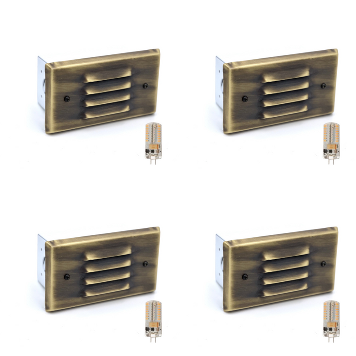 Outdoor Landscape Lighting LED 12V Low Voltage STBP05 Tulay Outdoor Step Light Solid Brass Louvered Small 4x/8x/12x G4 2W Dimmable 2700K Package Low Voltage Landscape Lighting