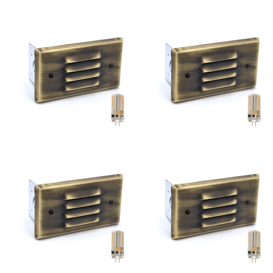 Outdoor Landscape Lighting LED 12V Low Voltage STBP05 Tulay Outdoor Step Light Solid Brass Louvered Small 4x/8x/12x G4 2W Dimmable 2700K Package Low Voltage Landscape Lighting