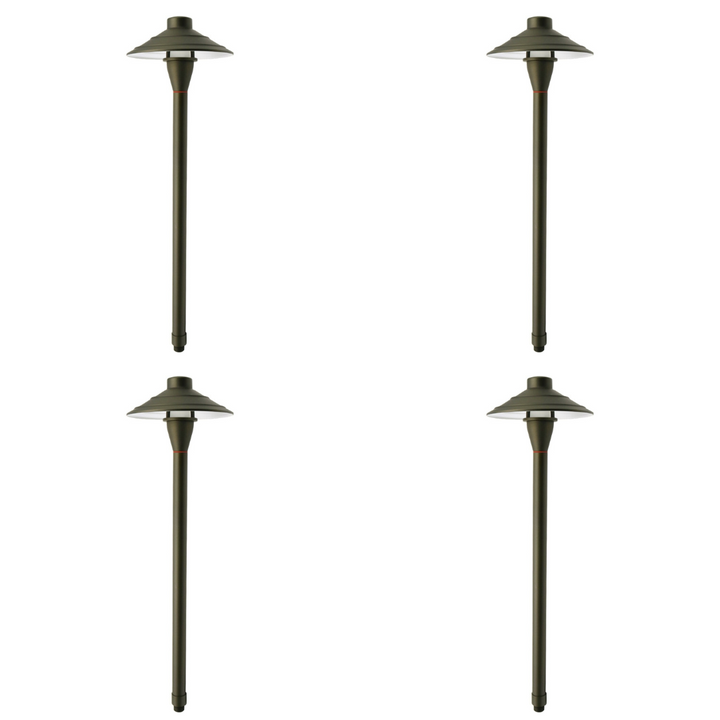 Outdoor Landscape Lighting LED 12V Low Voltage PL44B with G4 3W 2700K 4x/8x/12x Package Solid Brass Medium Mushroom Hat Path Light - Light Bronze Finish Low Voltage Landscape Lighting 4 Pack