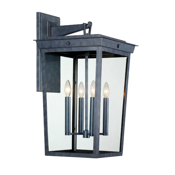 Outdoor Landscape Lighting LED 12V Low Voltage Belmont 4 Light Outdoor Sconce 14"x26" Stainless Steel and Clear Glass Graphite Metal Finish 120V 4 E12 Candelabra Base LED Bulb Socket for Patio, Garden, Exterior Walls