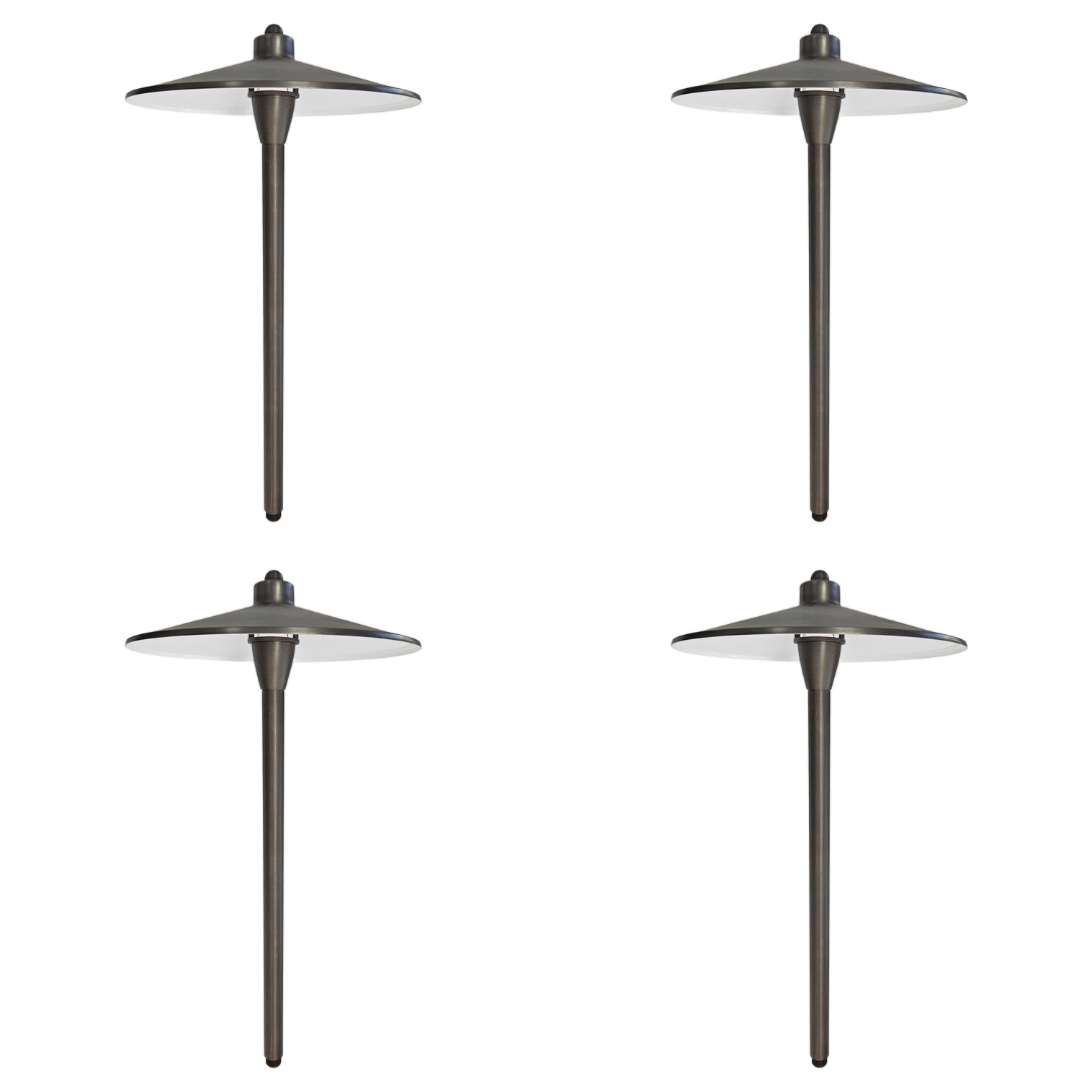 Outdoor Landscape Lighting LED 12V Low Voltage PL79B with G4 3W 2700K 4x/8x/12x Package Solid Brass Large Mushroom Hat Path Light - Light Bronze Finish Low Voltage Landscape Lighting 4 Pack